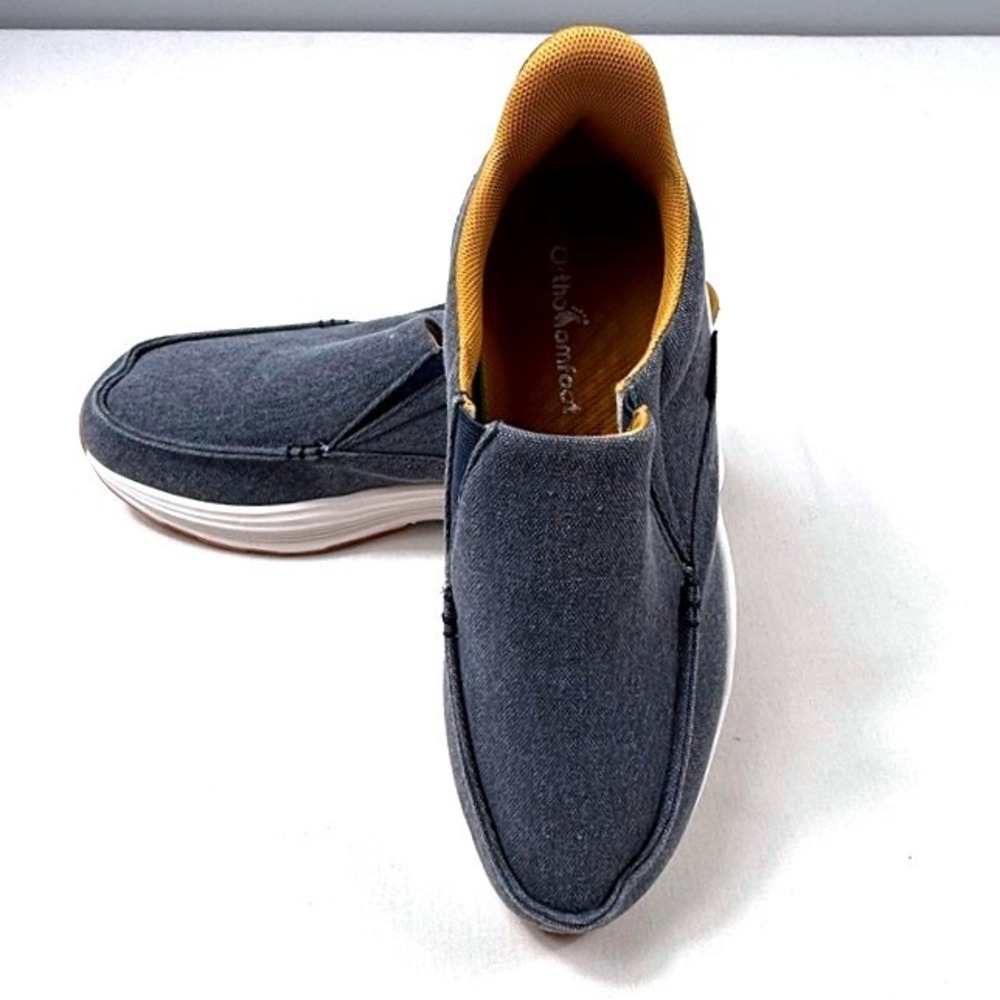 OrthoComfoot‎ Mens Slip On Loafers Blue Canvas Orthopedic Shoes OFGT10B EU 42
